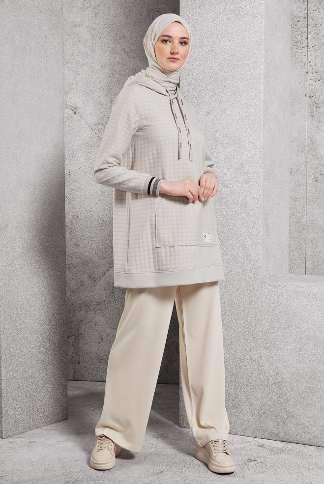 Vêtements hijab BEIGE PANTALON EN TRICOT À TAILLE ÉLASTIQUE 70781 - ALVİNA