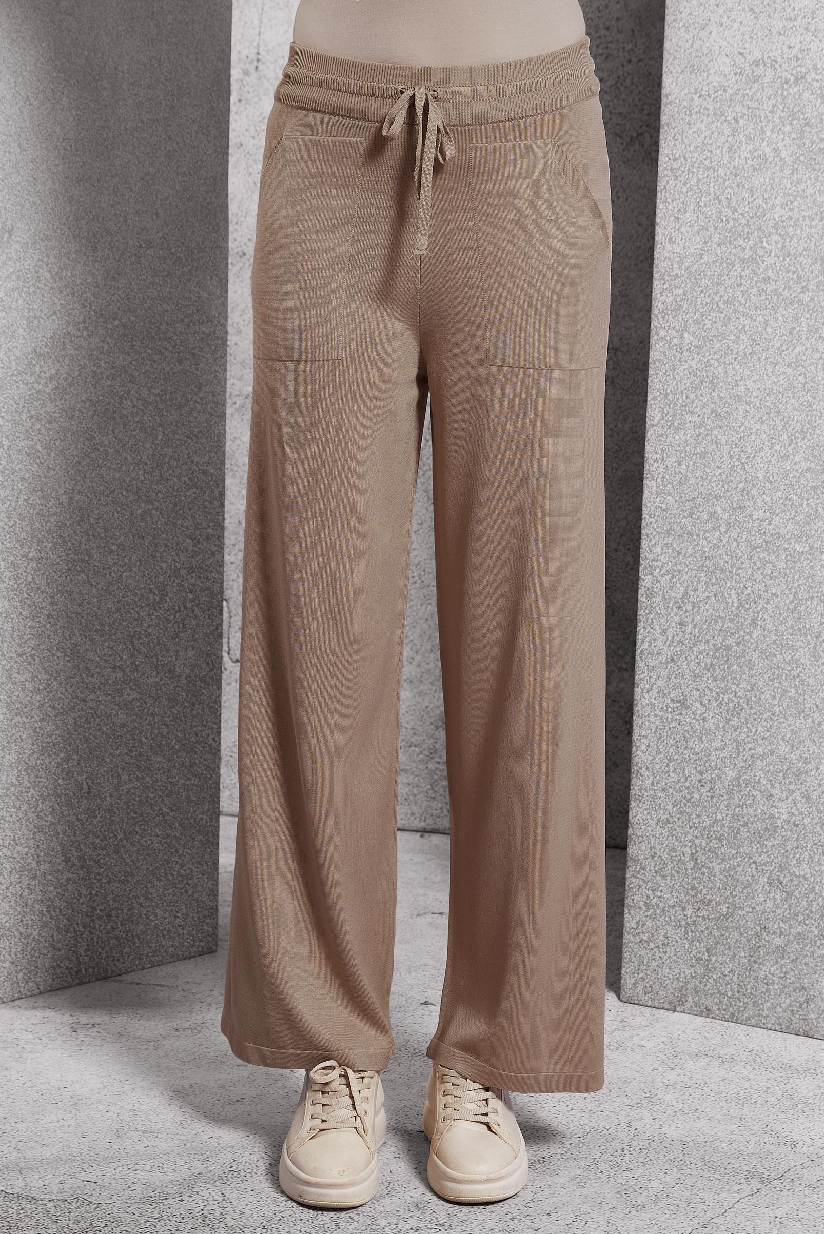 Vêtements hijab BEIGE PANTALON EN TRICOT À TAILLE ÉLASTIQUE 70781