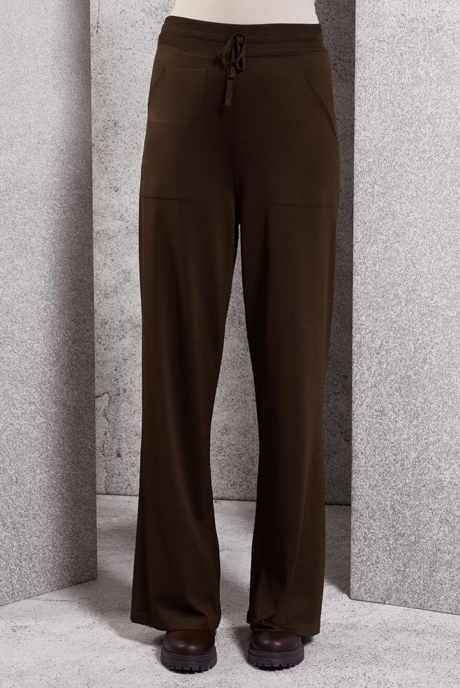 Vêtements hijab BRUN PANTALON EN TRICOT À TAILLE ÉLASTIQUE 70781 - ALVİNA