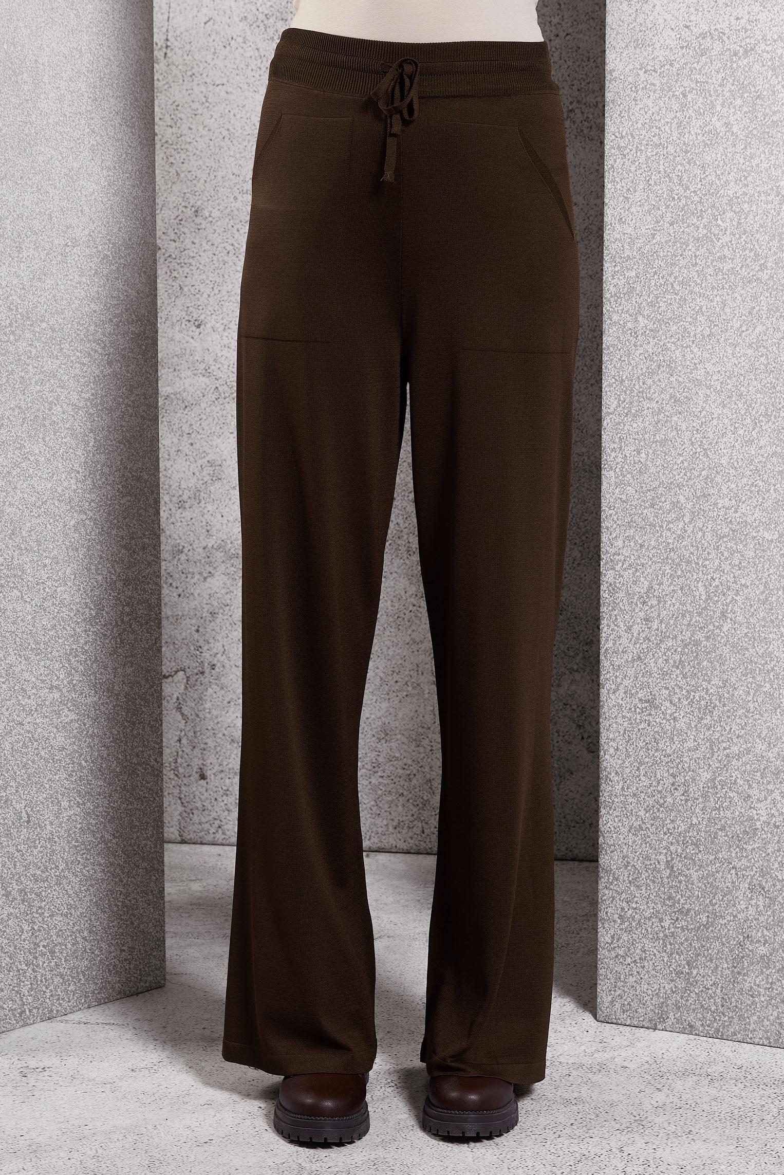 Vêtements hijab BRUN PANTALON EN TRICOT À TAILLE ÉLASTIQUE 70781