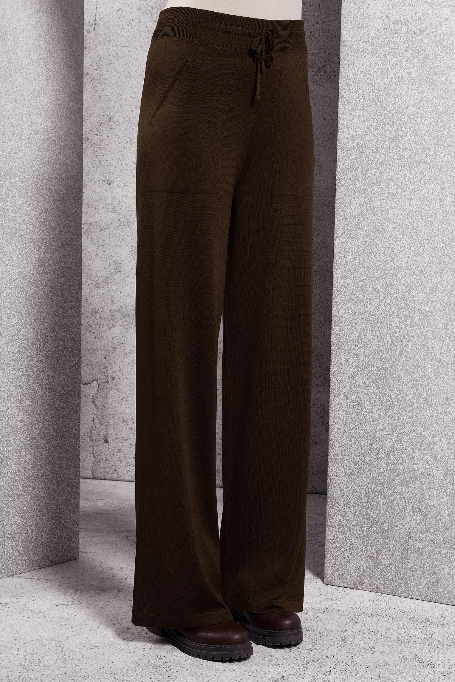 Vêtements hijab BRUN PANTALON EN TRICOT À TAILLE ÉLASTIQUE 70781