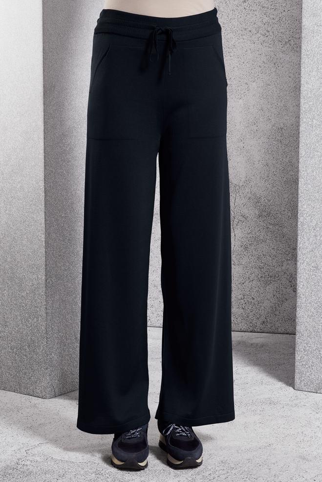 Vêtements hijab BLEU MARINE PANTALON EN TRICOT À TAILLE ÉLASTIQUE 70781 - ALVİNA