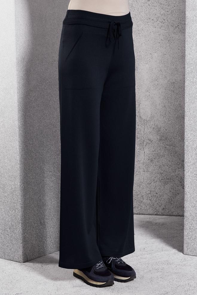 Vêtements hijab BLEU MARINE PANTALON EN TRICOT À TAILLE ÉLASTIQUE 70781 - ALVİNA