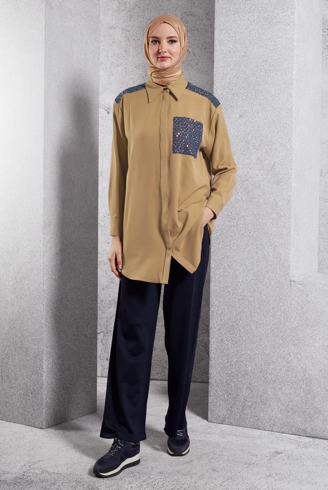 Vêtements hijab BLEU MARINE PANTALON EN TRICOT À TAILLE ÉLASTIQUE 70781 - ALVİNA