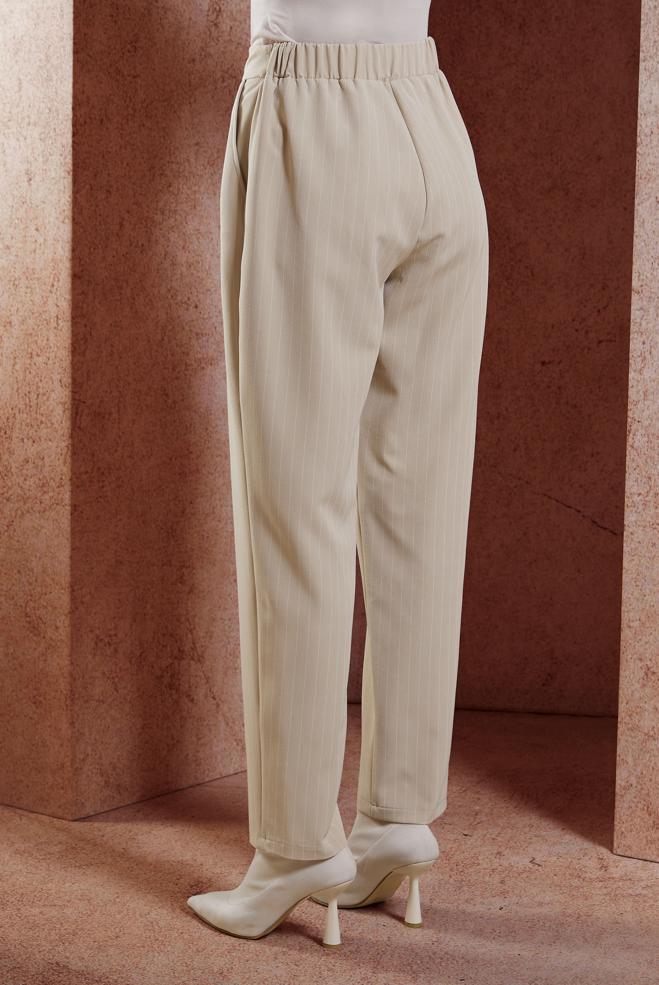 Vêtements hijab BEIGE PANTALON À RAYURES 70782 - ALVİNA