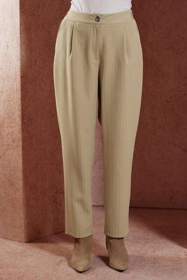 Vêtements hijab BRUN PANTALON À RAYURES 70782 - ALVİNA