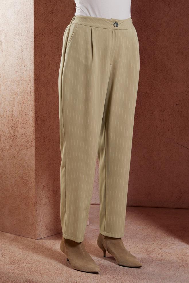 Vêtements hijab BRUN PANTALON À RAYURES 70782 - ALVİNA