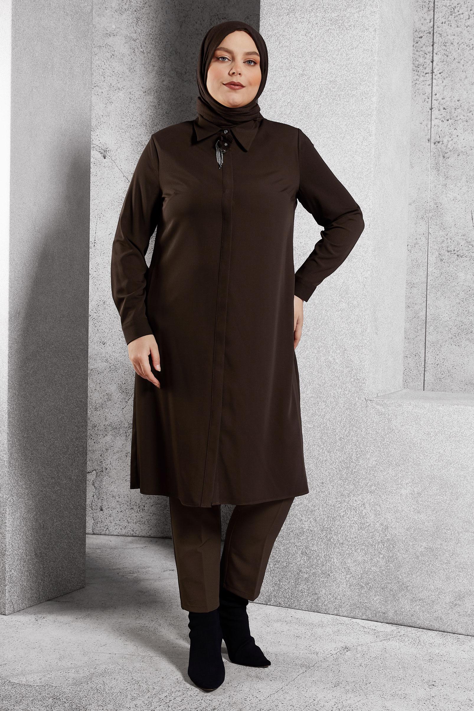 Vêtements hijab BRUN PANTALON COUPE DROITE 70785