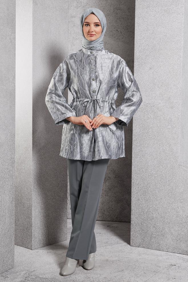 Vêtements hijab GRIS PANTALON TAILLE HAUTE 70786 - ALVİNA