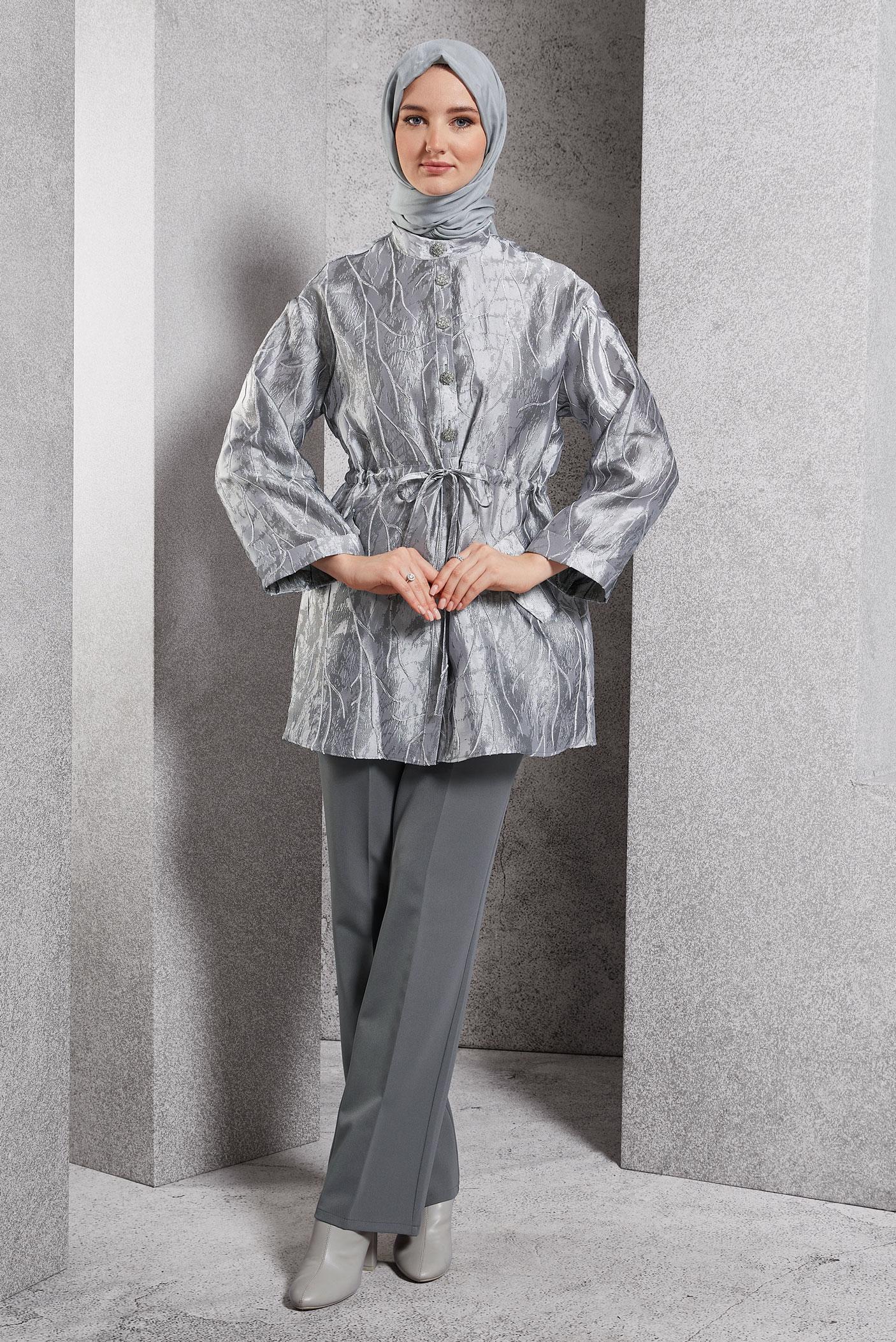 Vêtements hijab GRIS PANTALON TAILLE HAUTE 70786