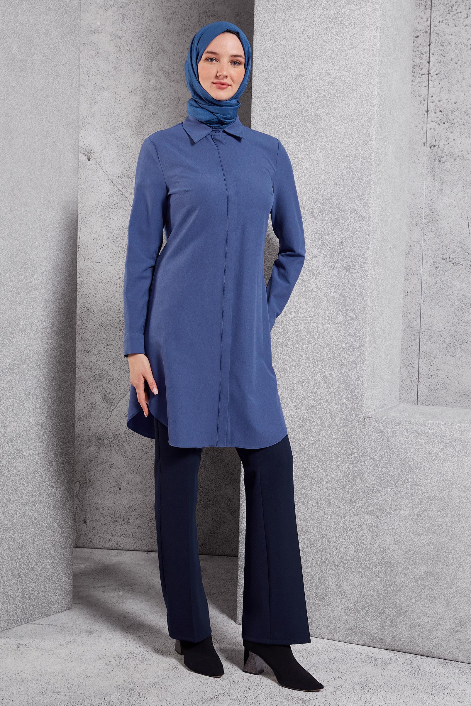Vêtements hijab BLEU MARINE PANTALON TAILLE HAUTE 70786