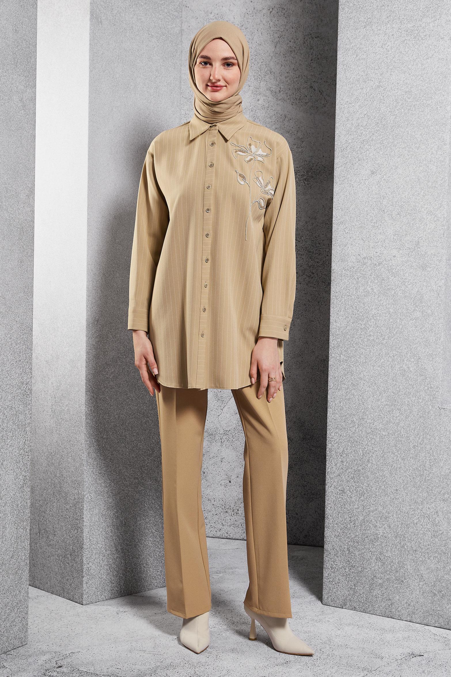 Vêtements hijab BRUN PANTALON TAILLE HAUTE 70786