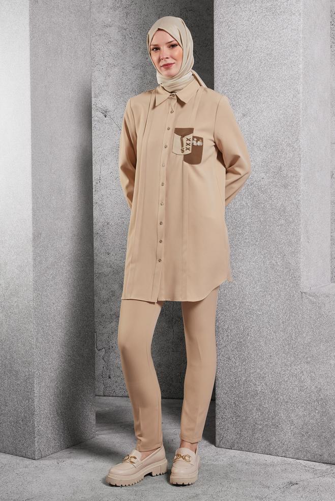 Vêtements hijab BEIGE PANTALON À JAMBE SKINNY 70787 - ALVİNA