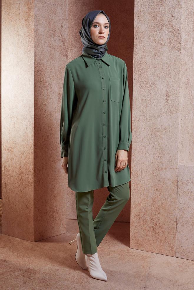 Vêtements hijab KAKI PANTALON À JAMBE SKINNY 70787 - ALVİNA