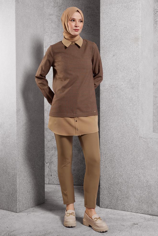 Vêtements hijab BEIGE PANTALON À JAMBE SKINNY 70787 - ALVİNA