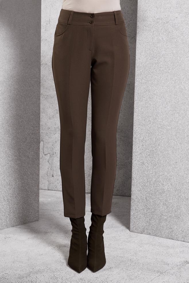 Vêtements hijab BRUN PANTALON À JAMBE SKINNY 70787 - ALVİNA