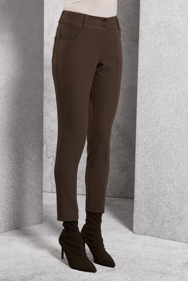 Vêtements hijab BRUN PANTALON À JAMBE SKINNY 70787 - ALVİNA