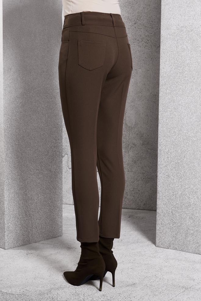 Vêtements hijab BRUN PANTALON À JAMBE SKINNY 70787 - ALVİNA
