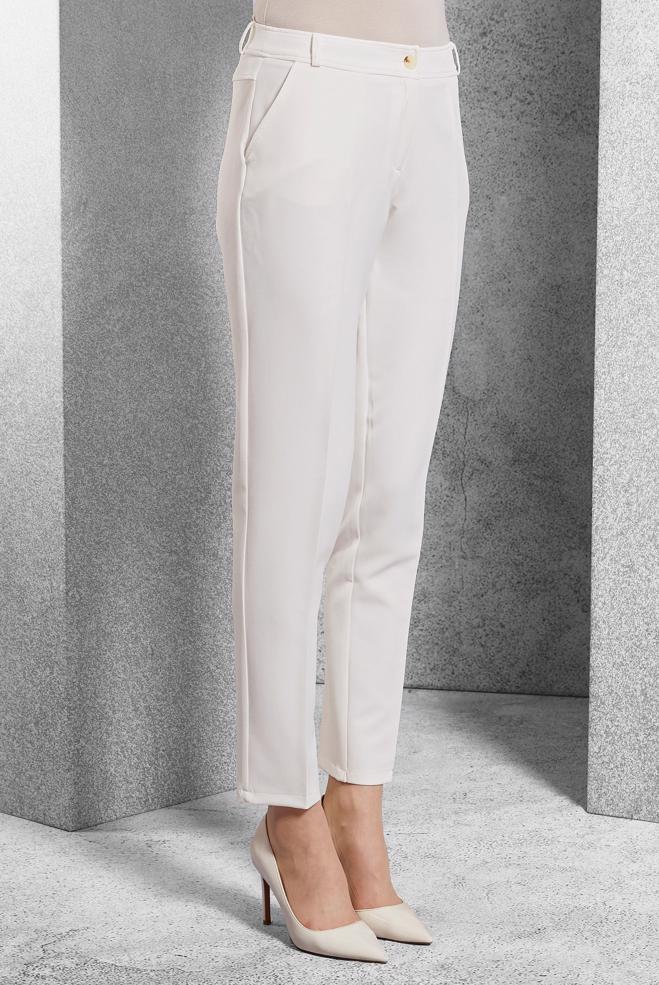 Vêtements hijab BLANC PANTALON À JAMBE SKINNY 70788 - ALVİNA