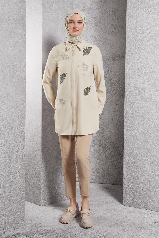 Vêtements hijab BEIGE PANTALON À JAMBE SKINNY 70788 - ALVİNA