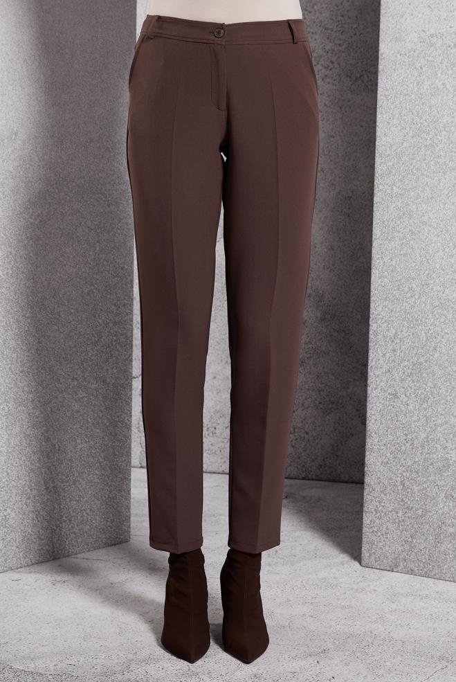 Vêtements hijab BRUN PANTALON À JAMBE SKINNY 70788 - ALVİNA