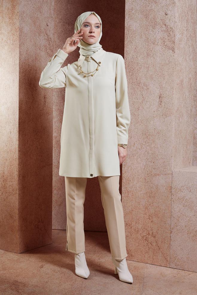 Vêtements hijab BEIGE PANTALON À JAMBE SKINNY 70789 - ALVİNA