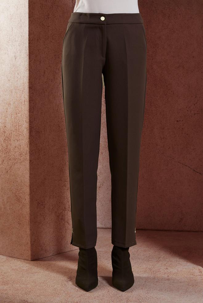Vêtements hijab BRUN PANTALON À JAMBE SKINNY 70789 - ALVİNA