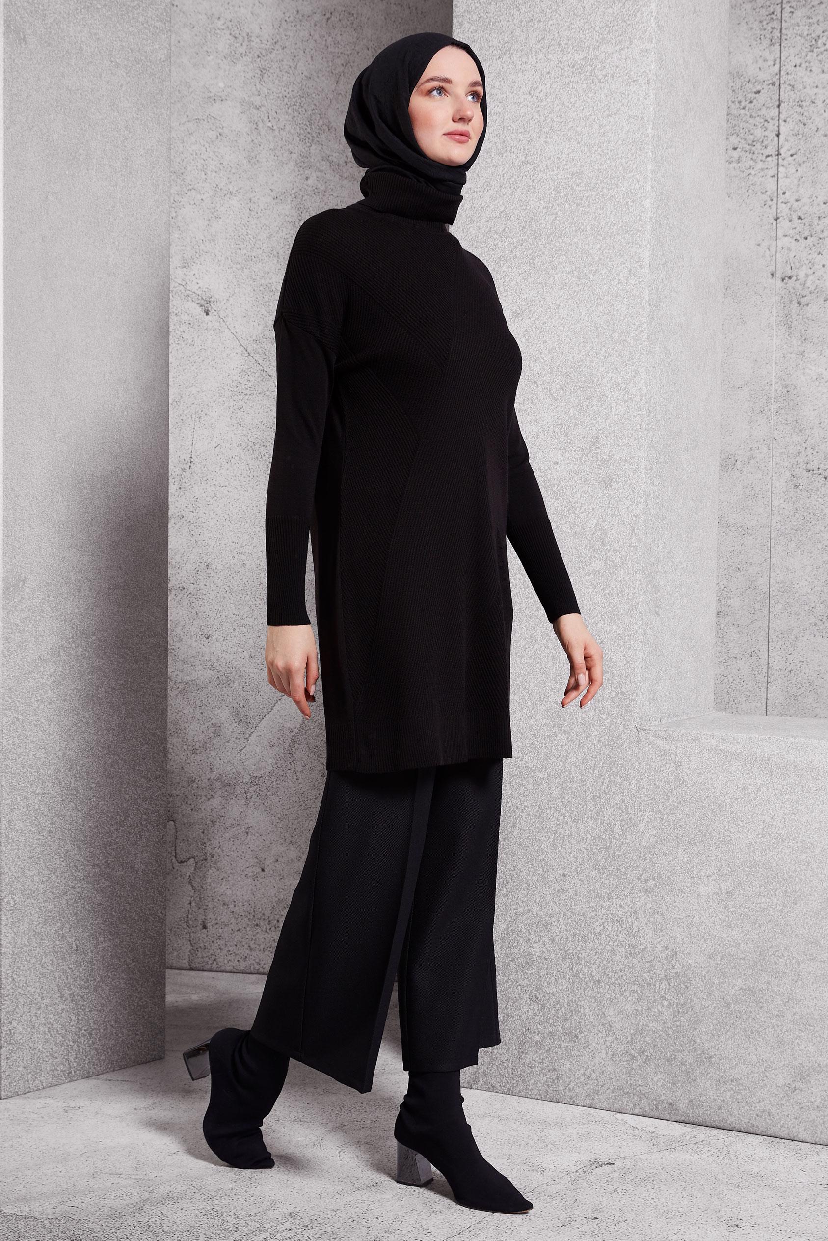 Tesettür giyim SİYAH GENİŞ PAÇA PANTOLON 70790