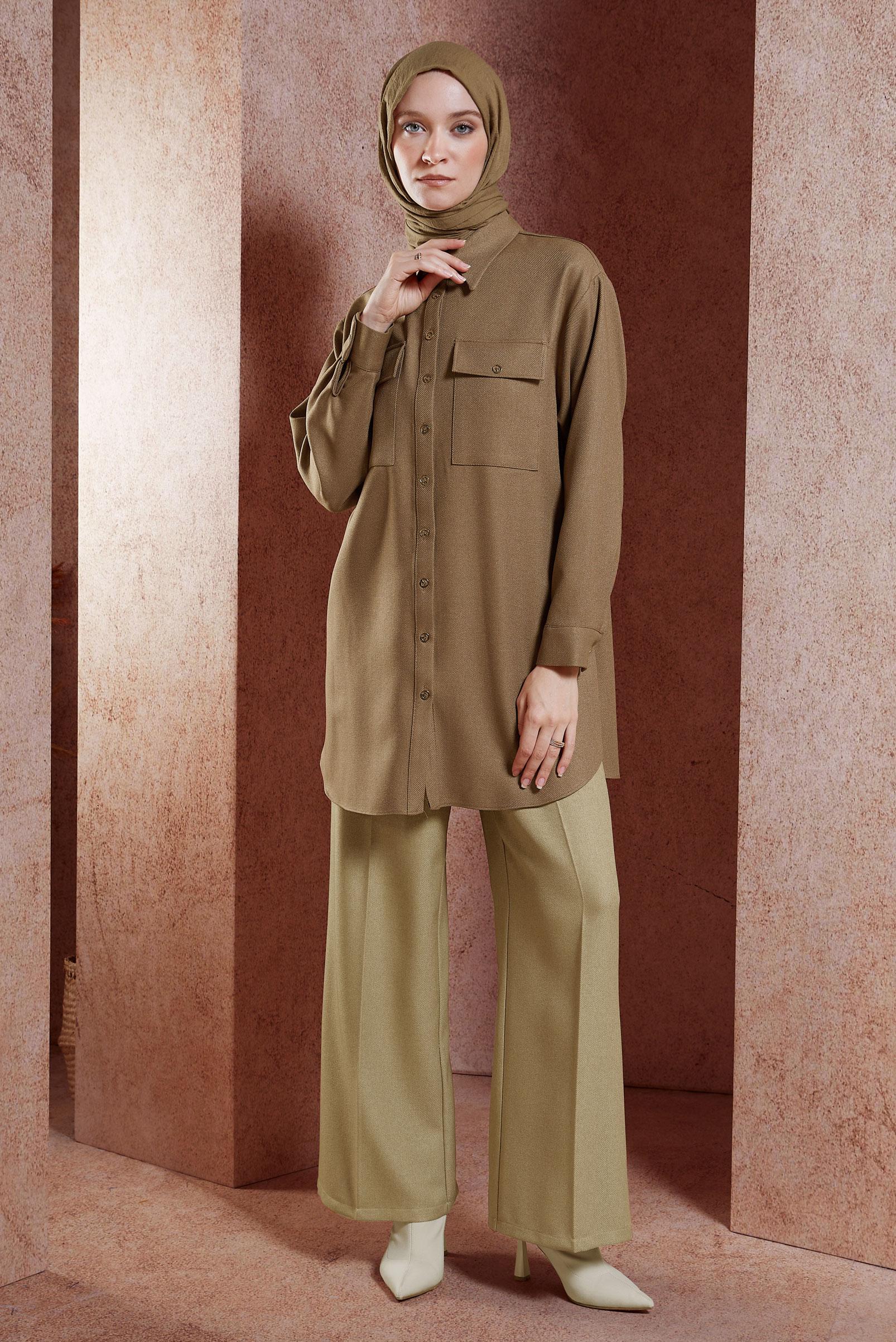 Vêtements hijab BEIGE PANTALON À JAMBES LARGES 70790