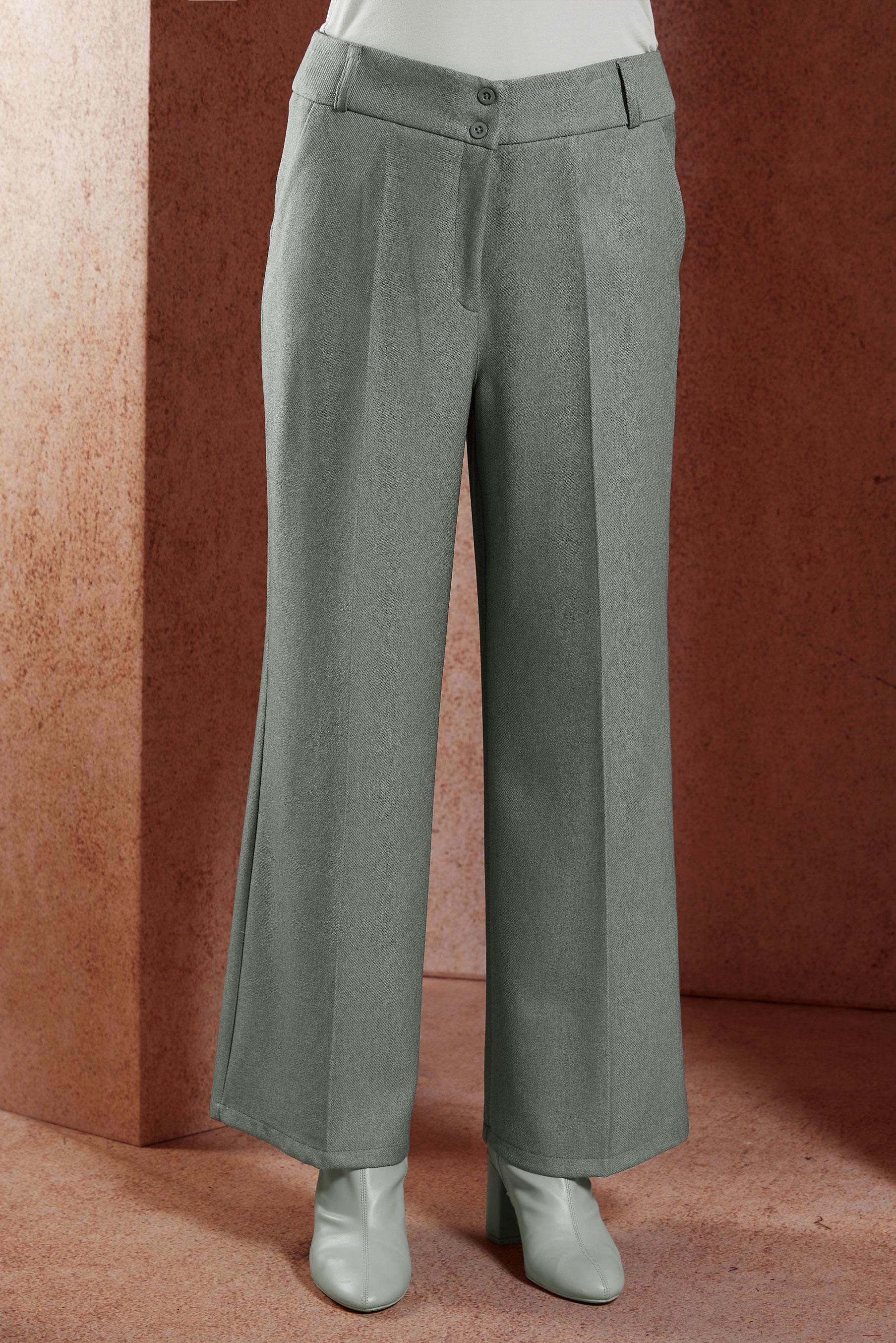 Tesettür giyim GRİ GENİŞ PAÇA PANTOLON 70790