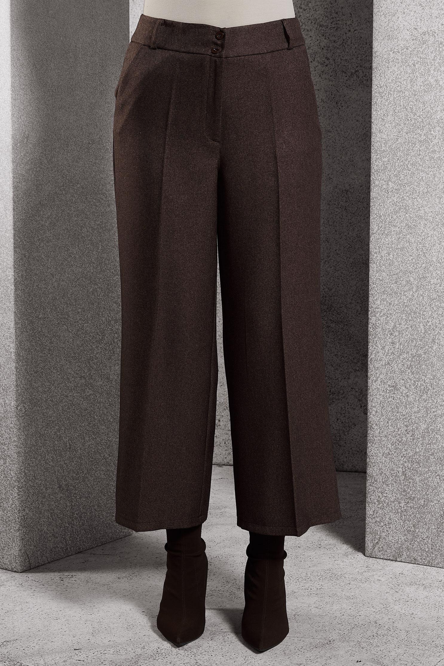 Tesettür giyim KAHVE GENİŞ PAÇA PANTOLON 70790