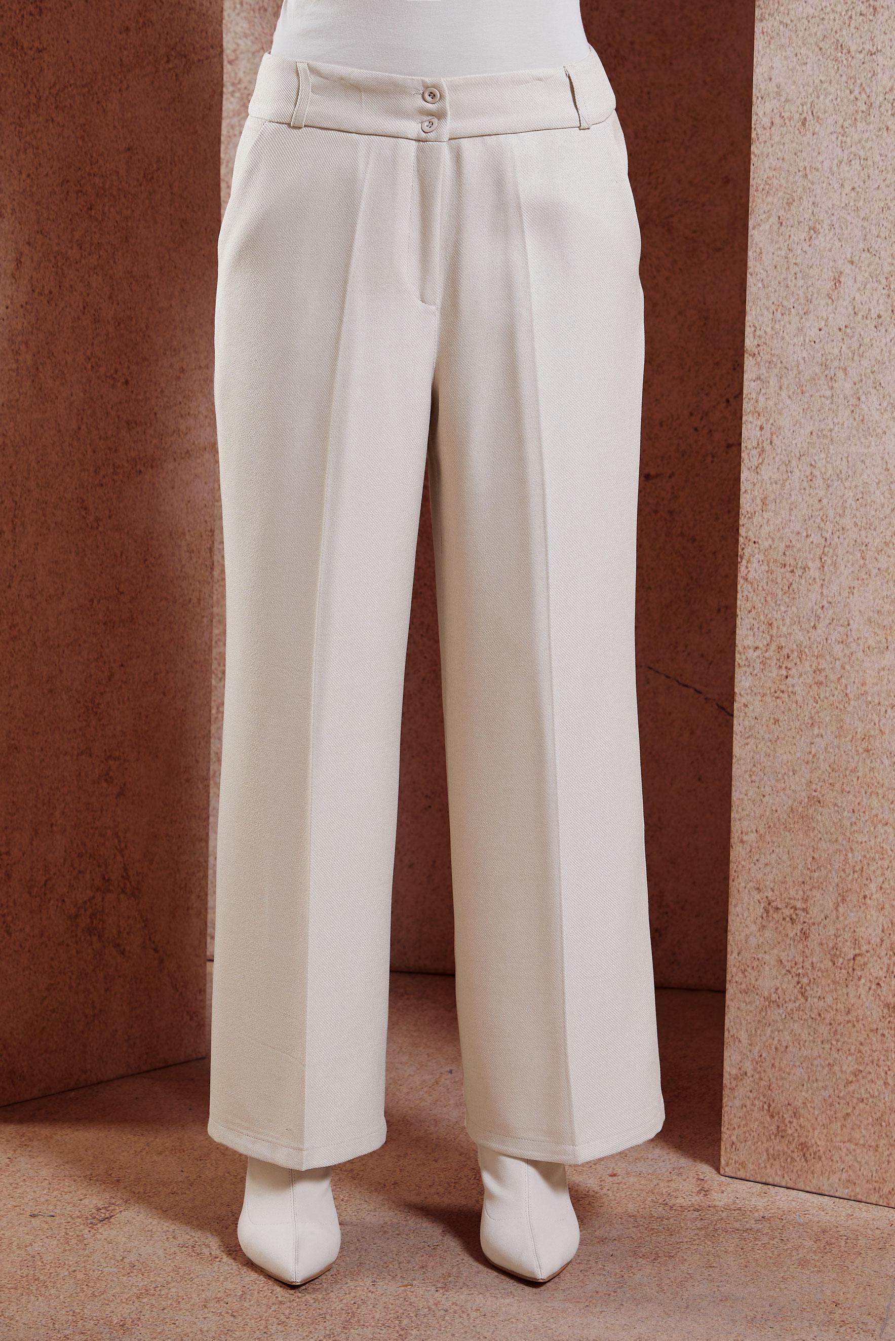 Tesettür giyim EKRU GENİŞ PAÇA PANTOLON 70790