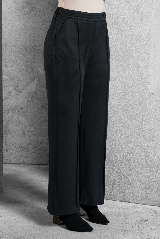 Vêtements hijab NOIR PANTALON À TAILLE ÉLASTIQUE 70791 - ALVİNA
