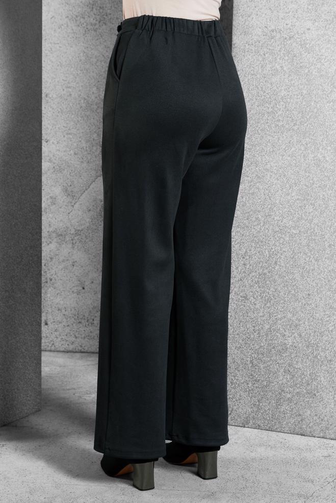 Vêtements hijab NOIR PANTALON À TAILLE ÉLASTIQUE 70791 - ALVİNA
