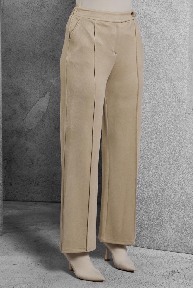 Vêtements hijab BEIGE PANTALON À TAILLE ÉLASTIQUE 70791 - ALVİNA