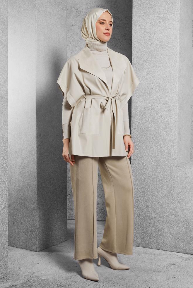 Vêtements hijab BEIGE PANTALON À TAILLE ÉLASTIQUE 70791 - ALVİNA