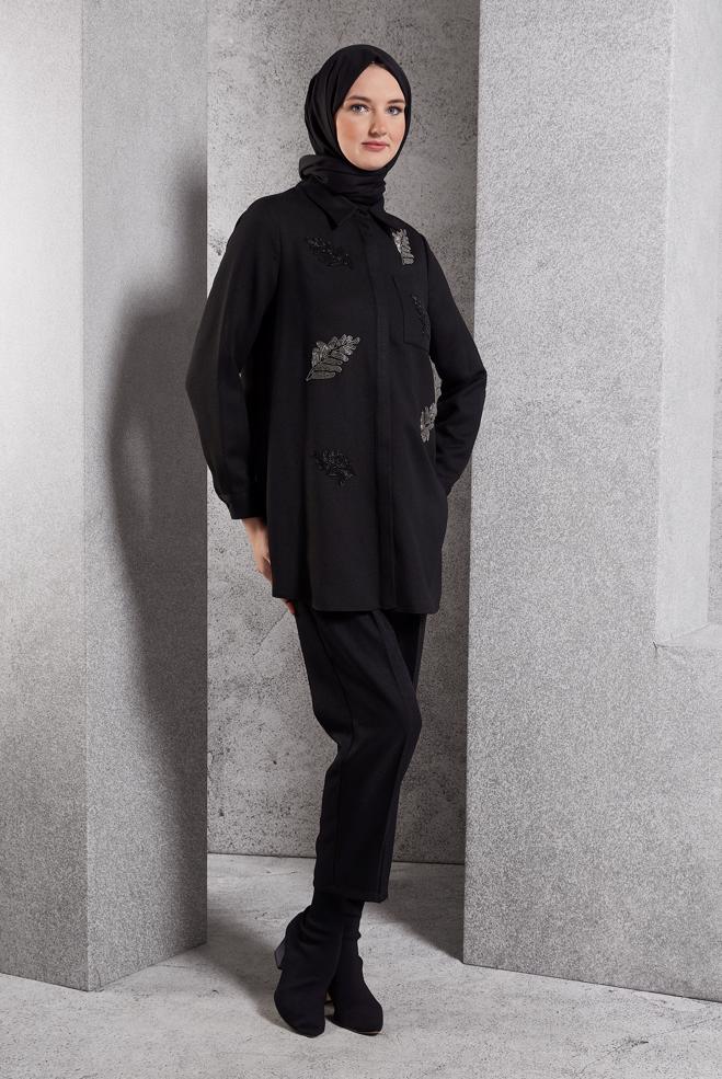 Vêtements hijab NOIR PANTALON COUPE CAROTTE 70792 - ALVİNA