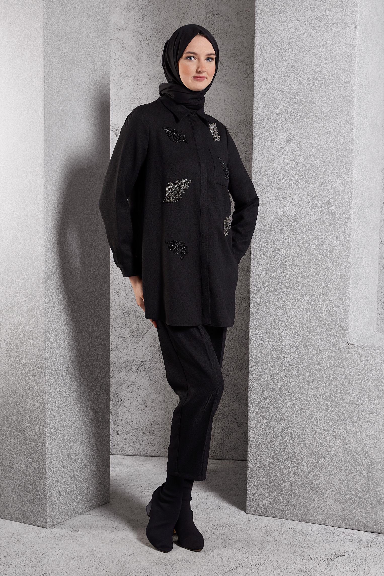 Vêtements hijab NOIR PANTALON COUPE CAROTTE 70792