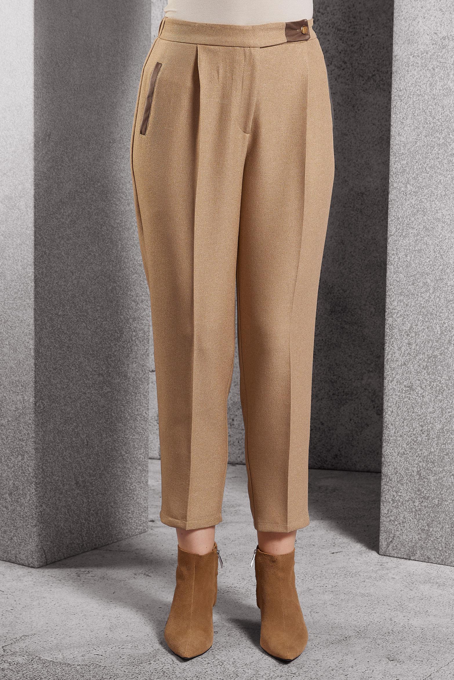 Tesettür giyim BEJ HAVUÇ KESİM PANTOLON 70792