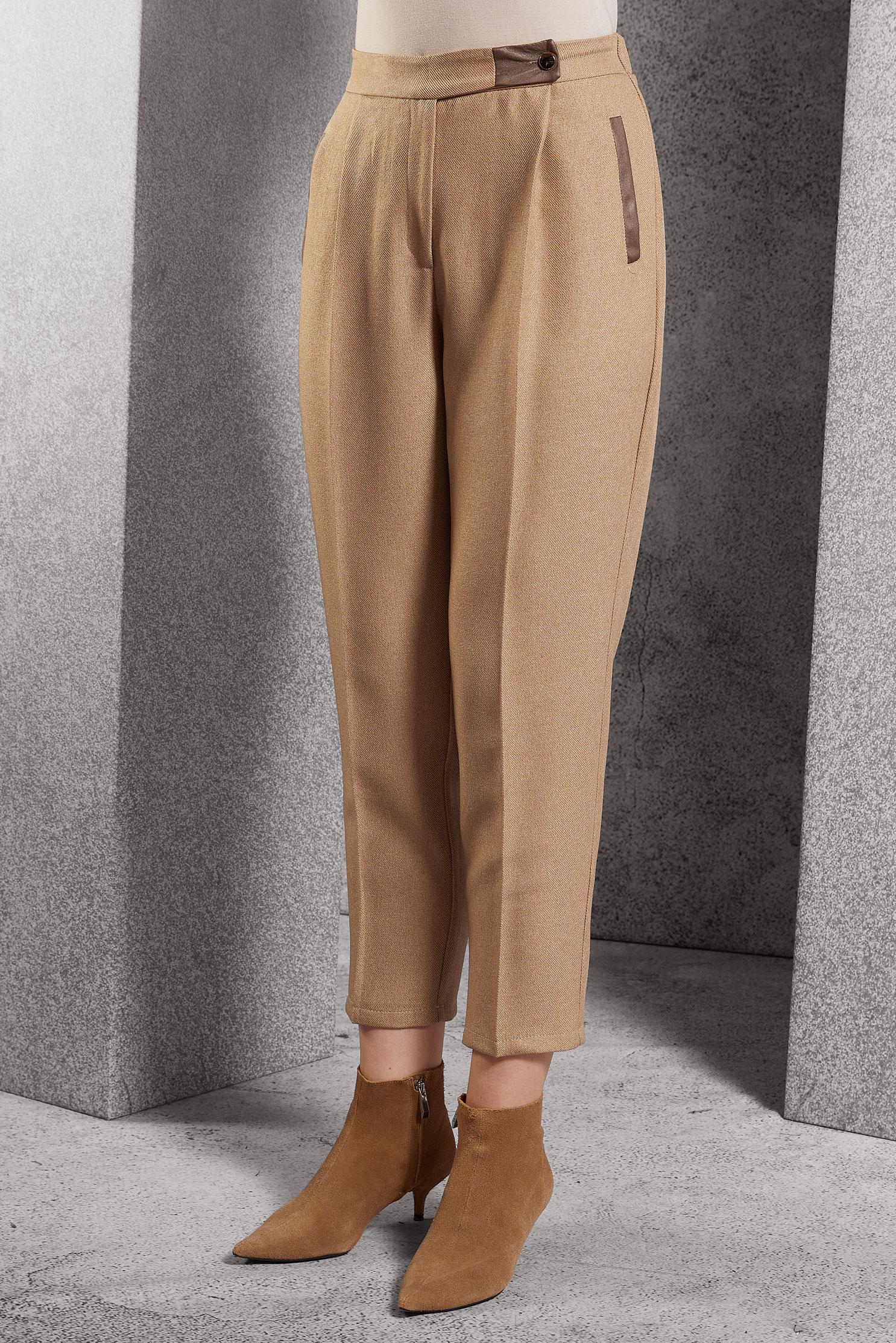 Tesettür giyim BEJ HAVUÇ KESİM PANTOLON 70792