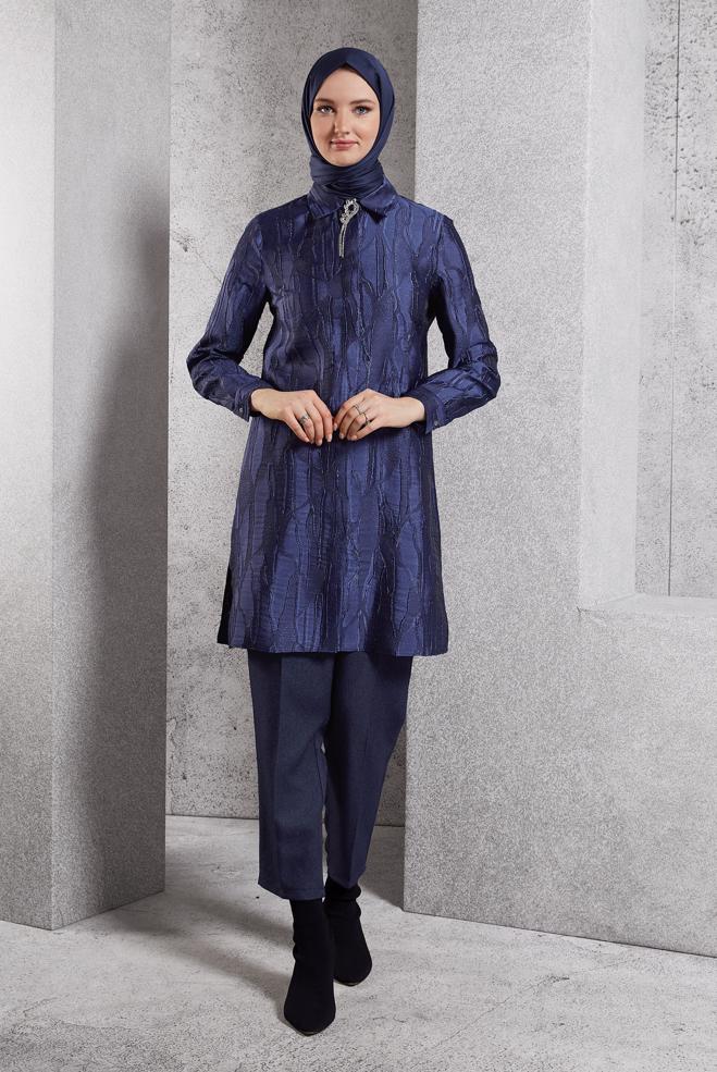 Vêtements hijab BLEU MARINE PANTALON COUPE CAROTTE 70792 - ALVİNA