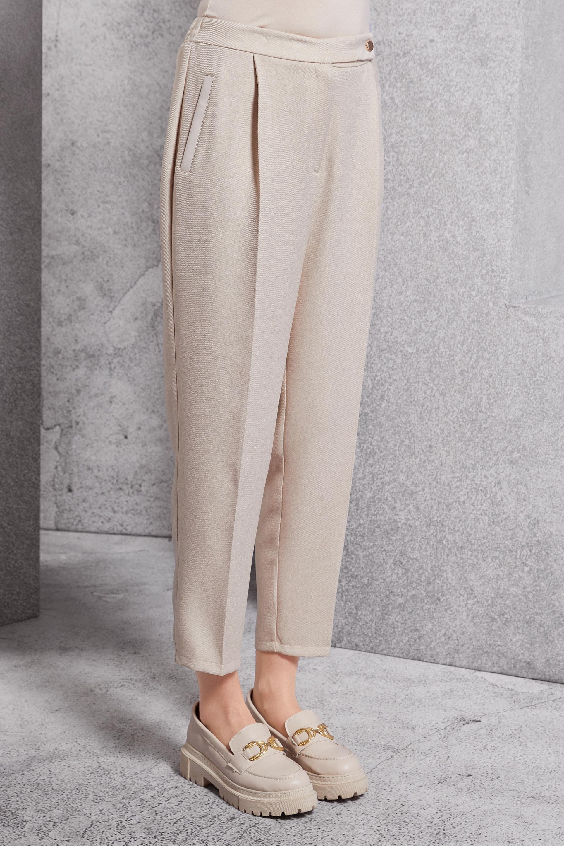 Tesettür giyim EKRU HAVUÇ KESİM PANTOLON 70792