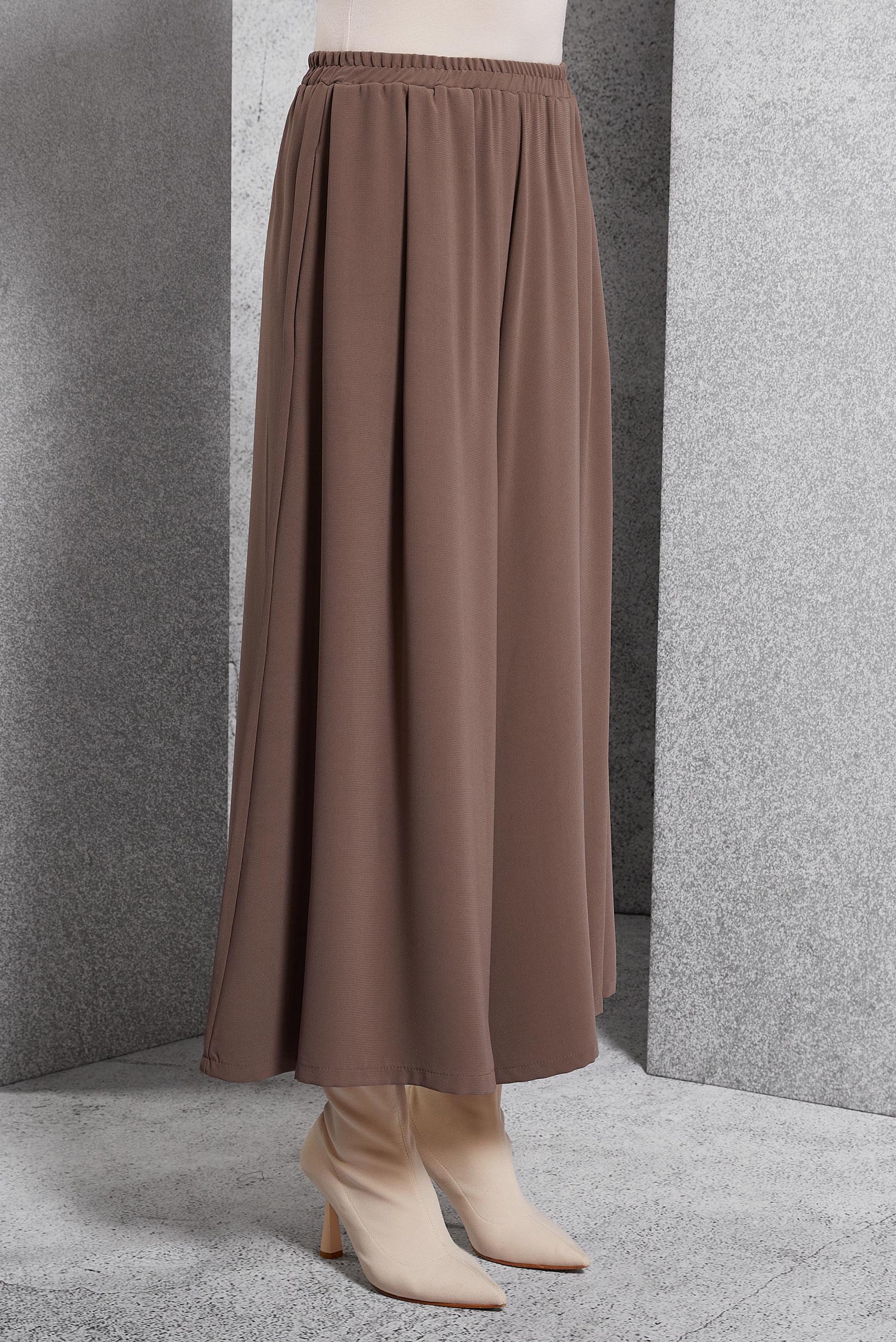 Tesettür giyim VİZON BELİ LASTİKLİ PANTOLON 70795