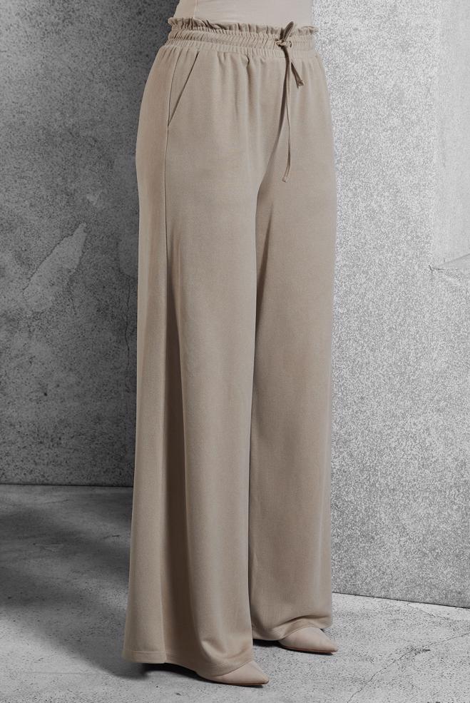 Vêtements hijab BEIGE PANTALON À TAILLE ÉLASTIQUE 70796 - ALVİNA