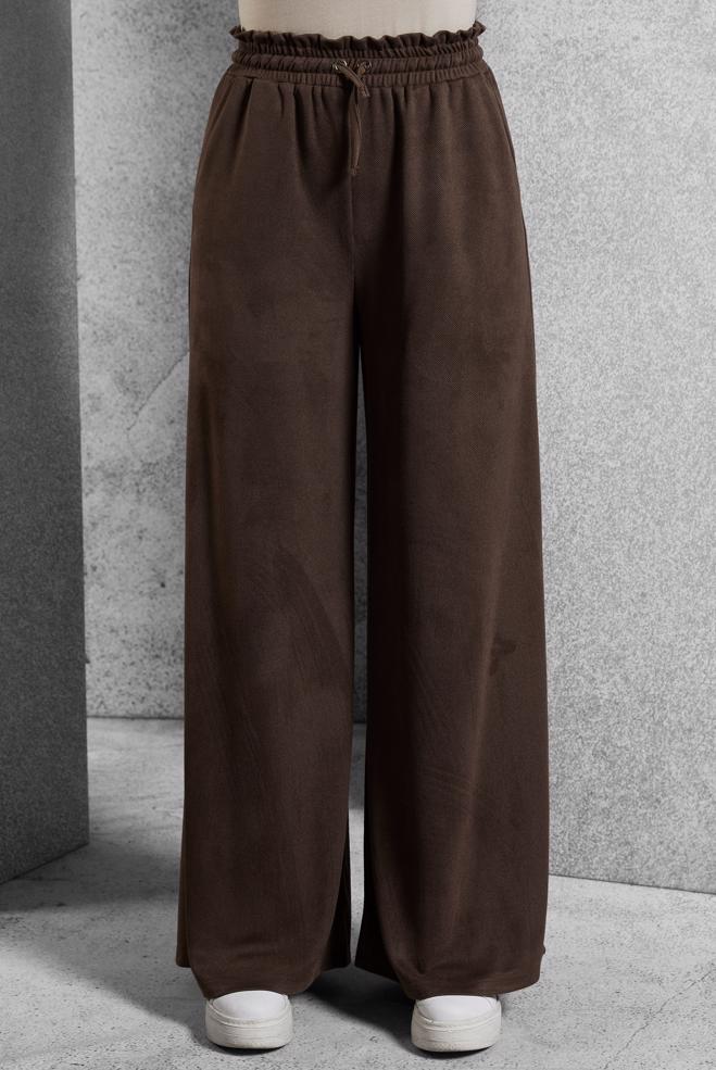 Vêtements hijab BRUN PANTALON À TAILLE ÉLASTIQUE 70796 - ALVİNA