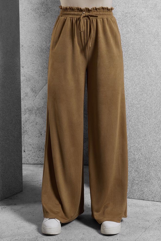 Vêtements hijab BRUN PANTALON À TAILLE ÉLASTIQUE 70796 - ALVİNA