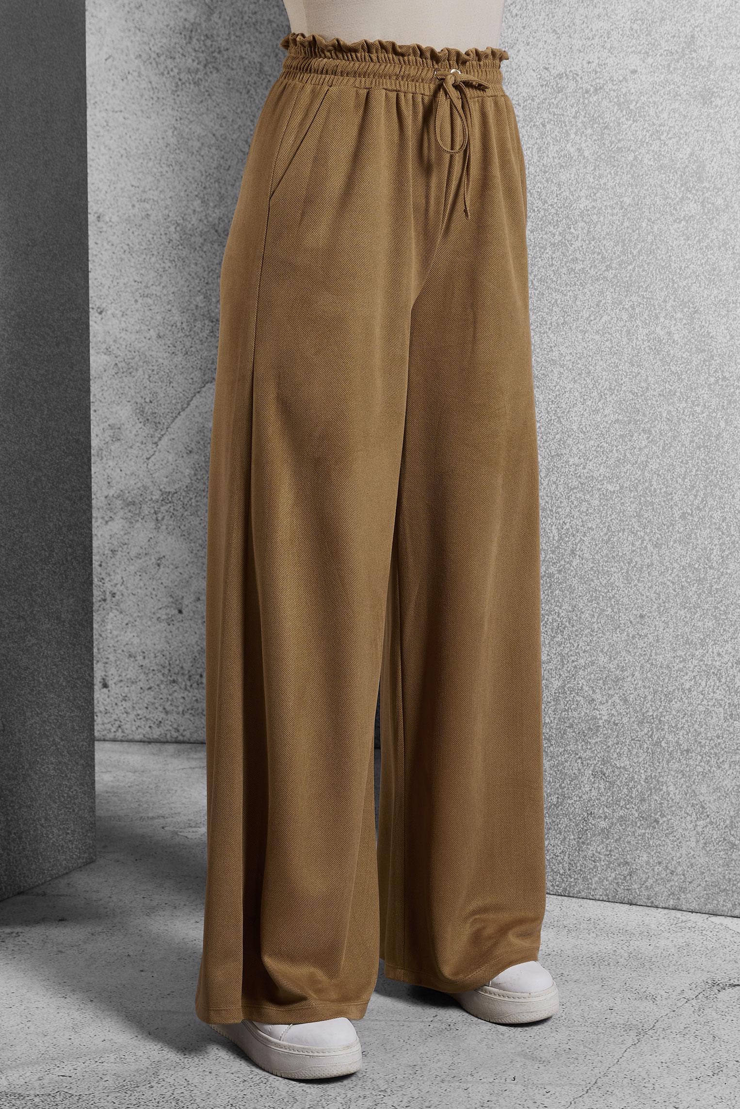 Vêtements hijab BRUN PANTALON À TAILLE ÉLASTIQUE 70796