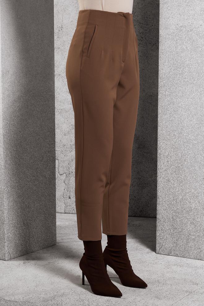 Vêtements hijab BRUN PANTALON TAILLE HAUTE 70797 - ALVİNA
