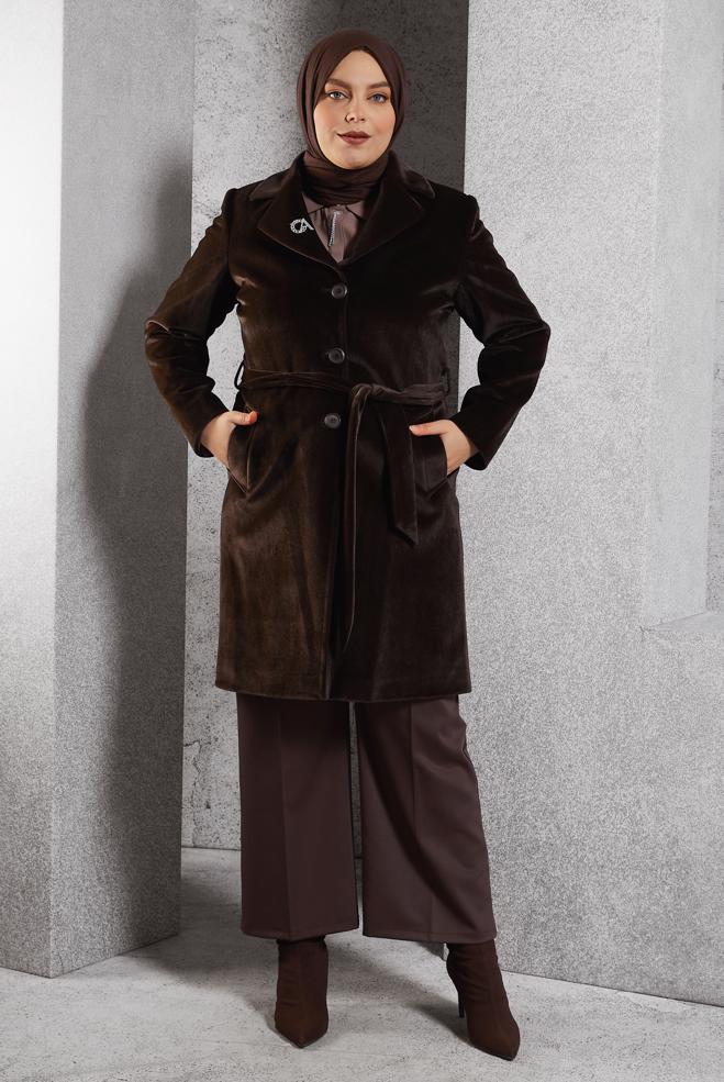 Vêtements hijab BRUN PANTALON À TAILLE ÉLASTIQUE 70800 - ALVİNA