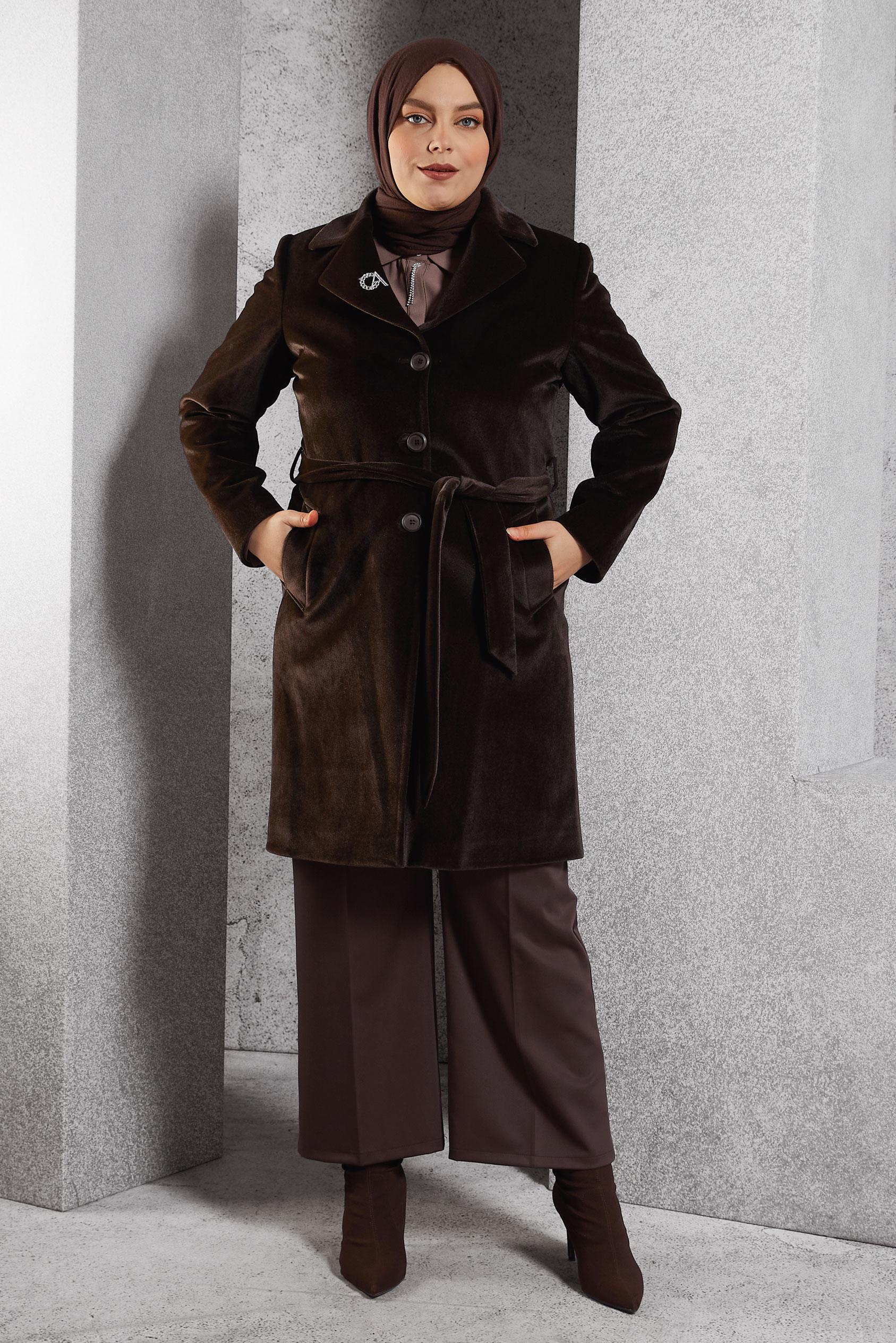 Vêtements hijab BRUN PANTALON À TAILLE ÉLASTIQUE 70800